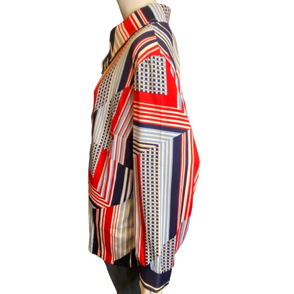 Vintage 70s Blouse Size 1X Red White Blue - Picture 6 of 11